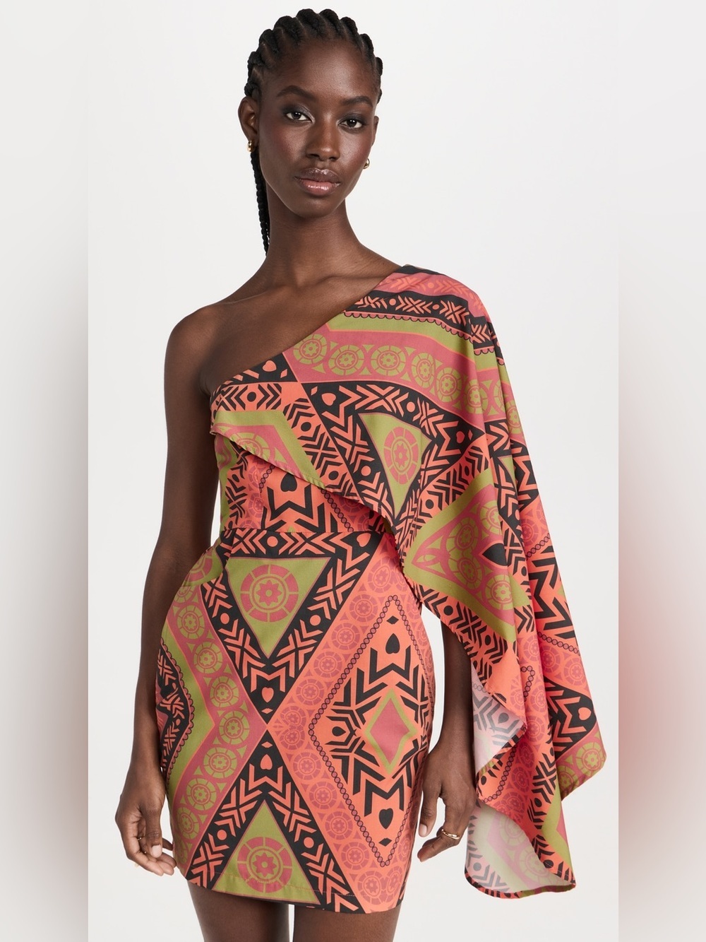 Kahindo One-Shoulder Geo Print Mini Dress Size XS NWT